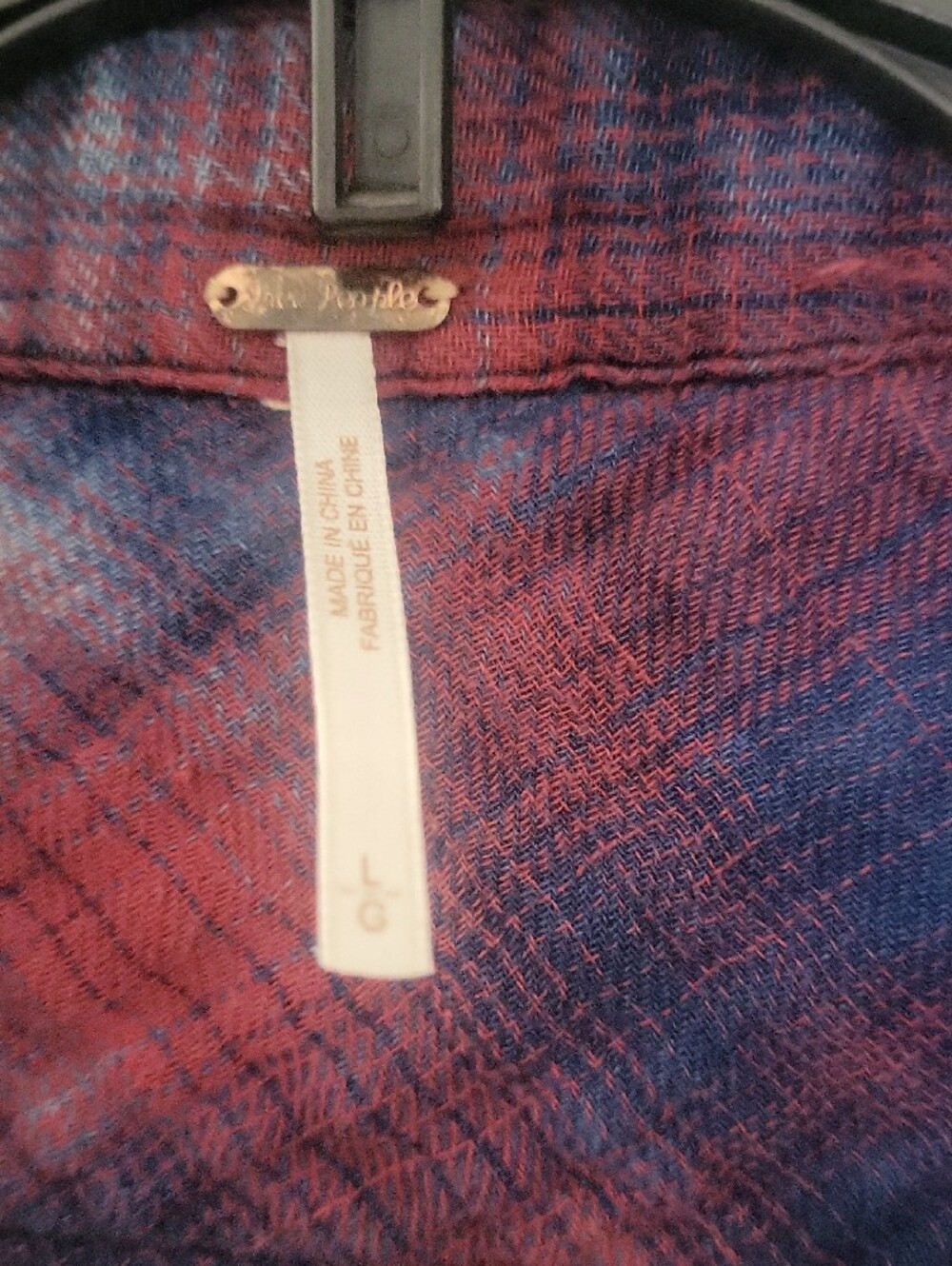 Free People Blue and Red Plaid Button Down Shirt - Picture 2 of 6